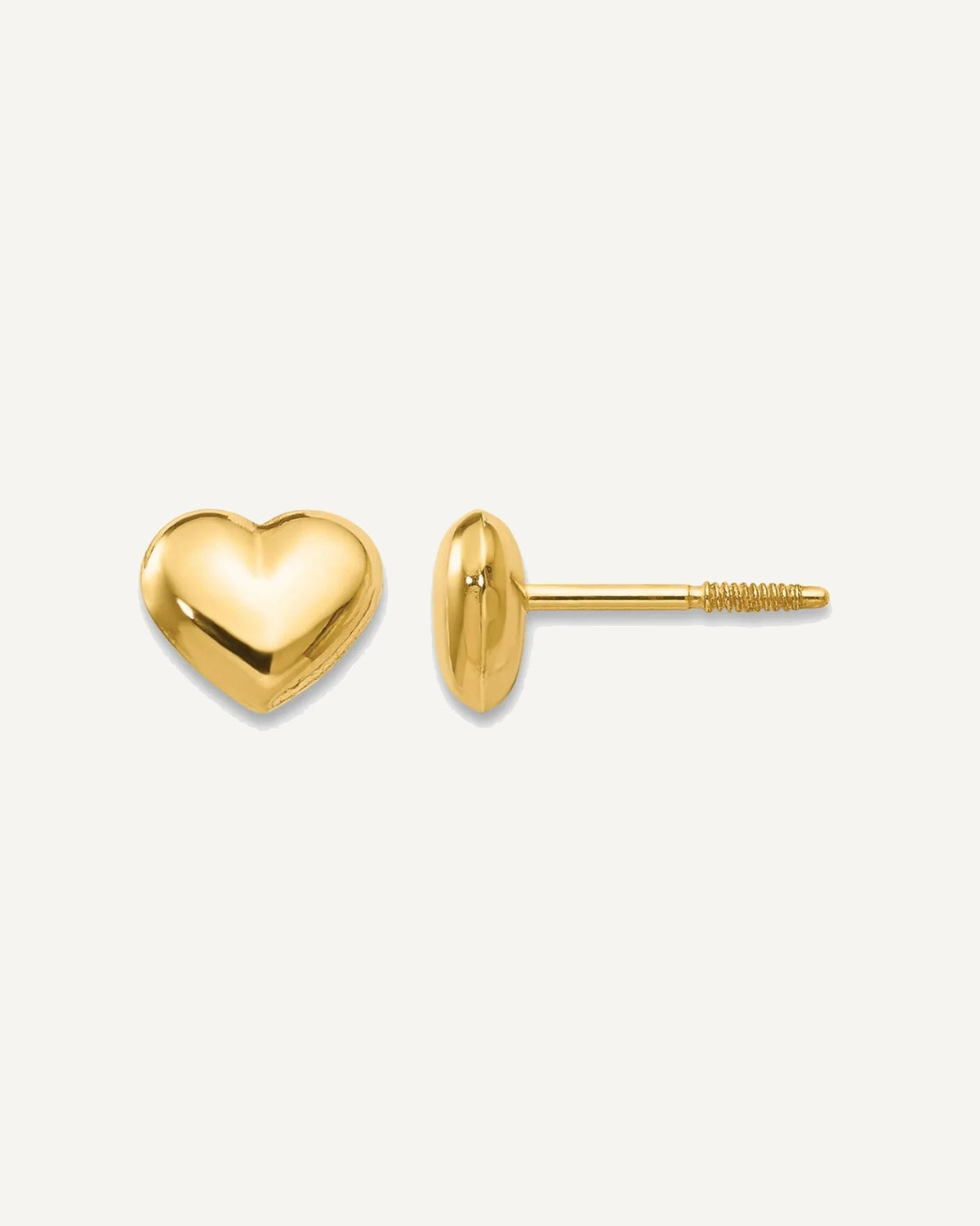 Gold Childrens Heart Post Earrings – View 1