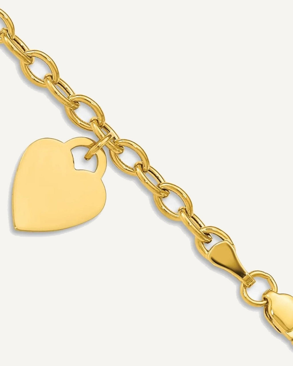 Gold Polished Engraveable Heart Bracelets — None – View 1