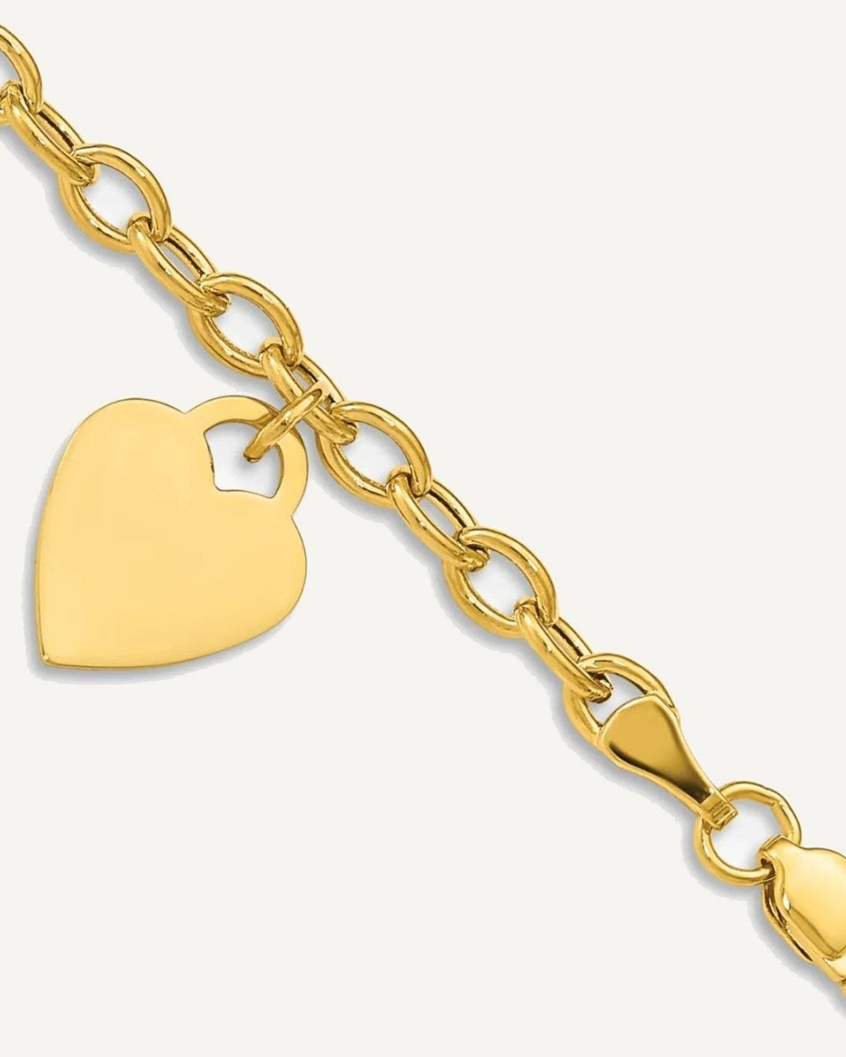 Gold Polished Engraveable Heart Bracelets — None – View 1
