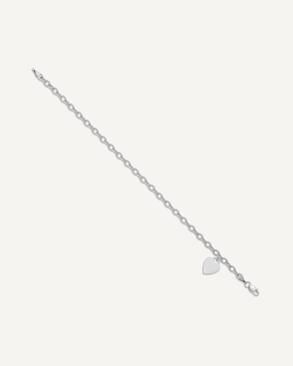 Gold Polished Engraveable Heart Bracelets — Rhodium – View 2