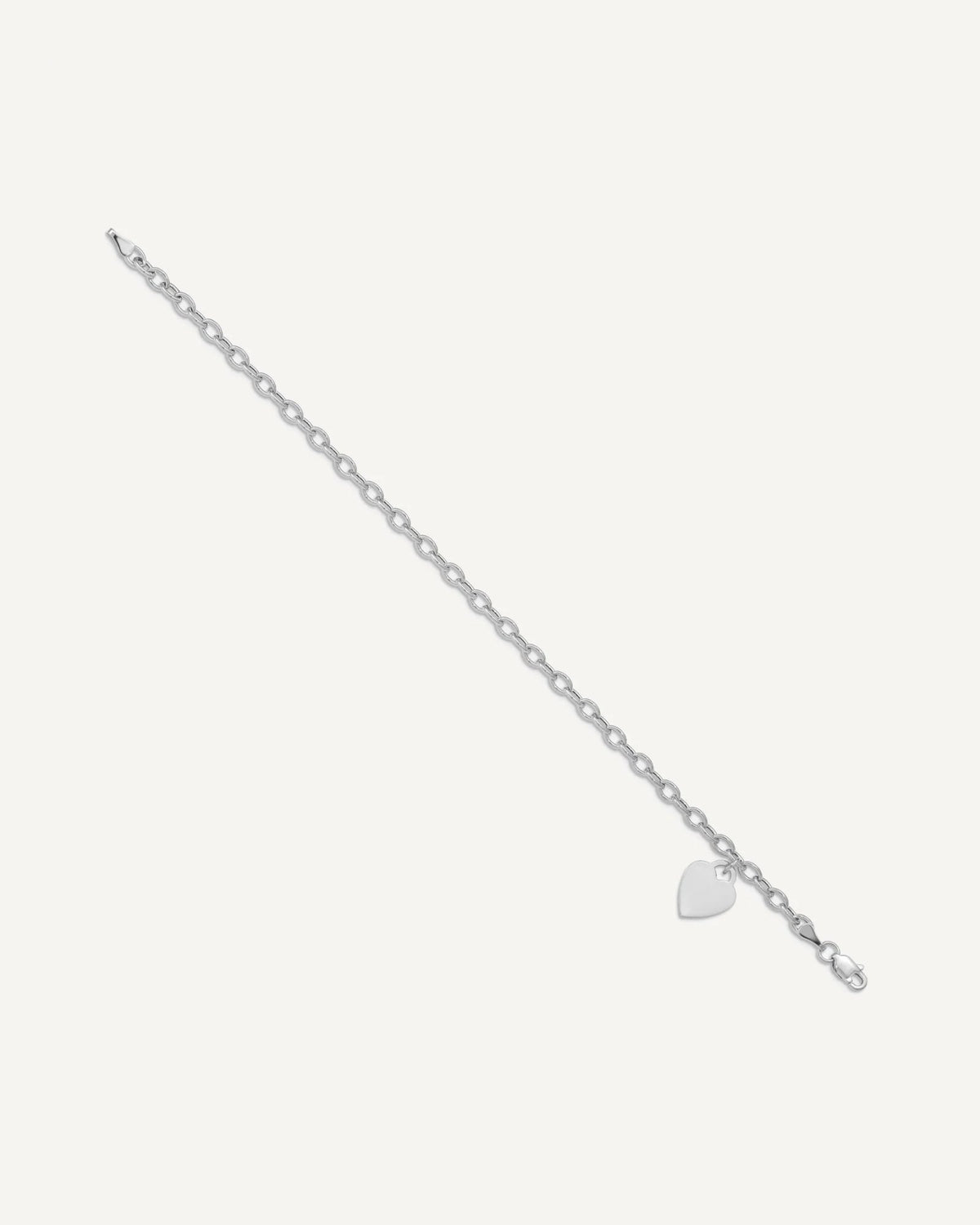 Gold Polished Engraveable Heart Bracelets — Rhodium – View 2