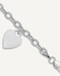 Gold Polished Engraveable Heart Bracelets — Rhodium – View 1