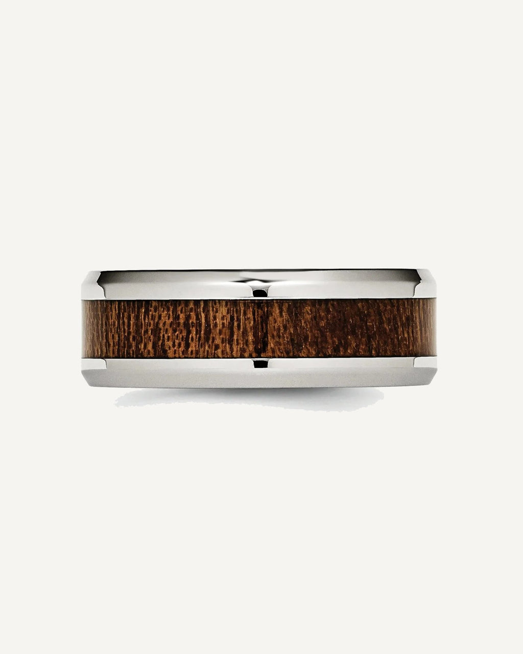 Chisel Stainless Steel Polished with Brown Koa Wood Inlay Enameled 8mm Band – View 4