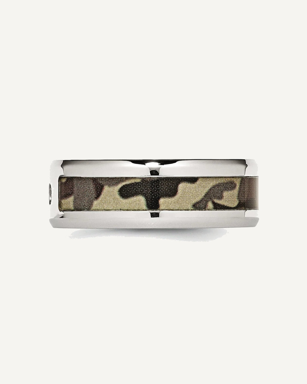 Chisel Stainless Steel Polished with CZ Printed Brown Camo Under Rubber 8mm Band – View 4