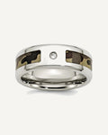 Chisel Stainless Steel Polished with CZ Printed Brown Camo Under Rubber 8mm Band – View 1