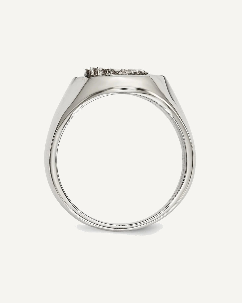 Chisel Stainless Steel Polished with Sterling Silver Rhodium-plated Eagle Ring – View 3