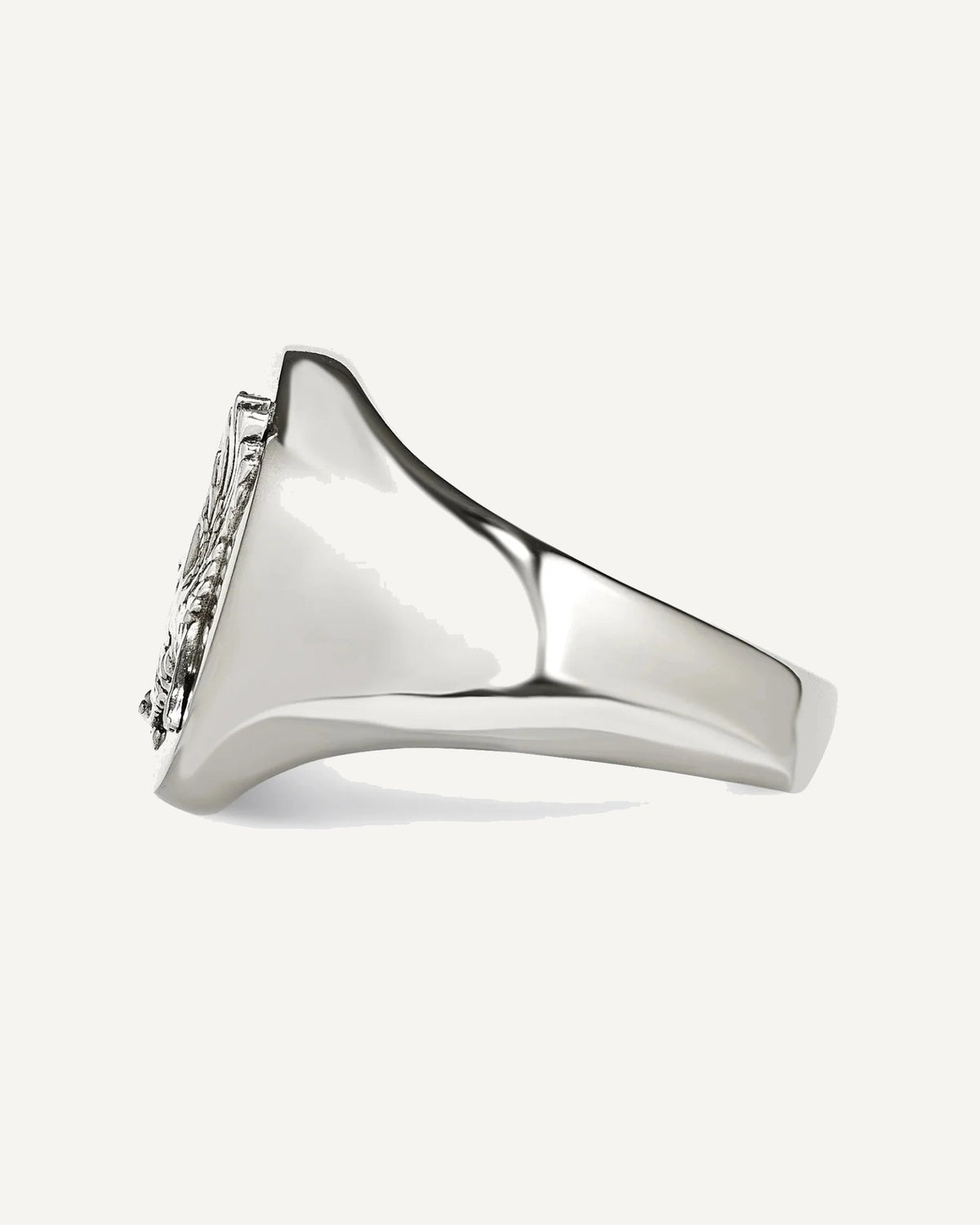 Chisel Stainless Steel Polished with Sterling Silver Rhodium-plated Eagle Ring – View 4