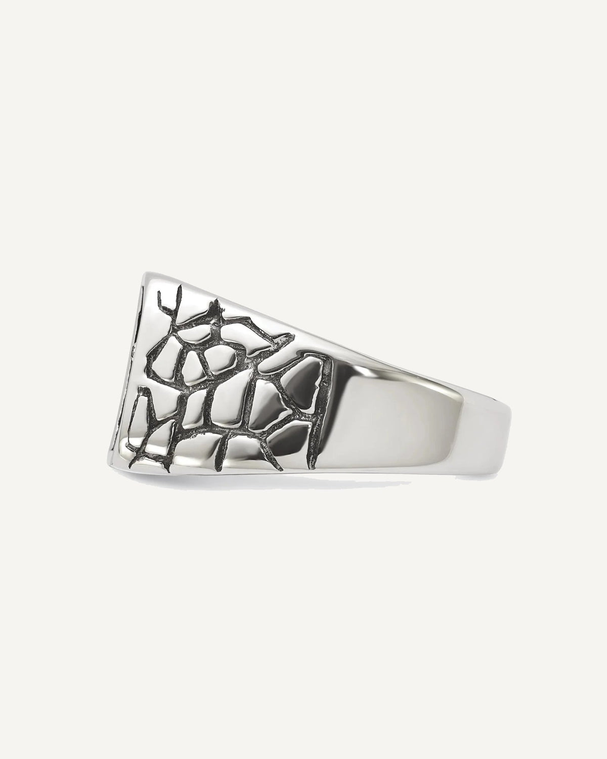 Chisel Stainless Steel Antiqued and Polished Yellow IP-plated with CZ Cross Signet Ring – View 3