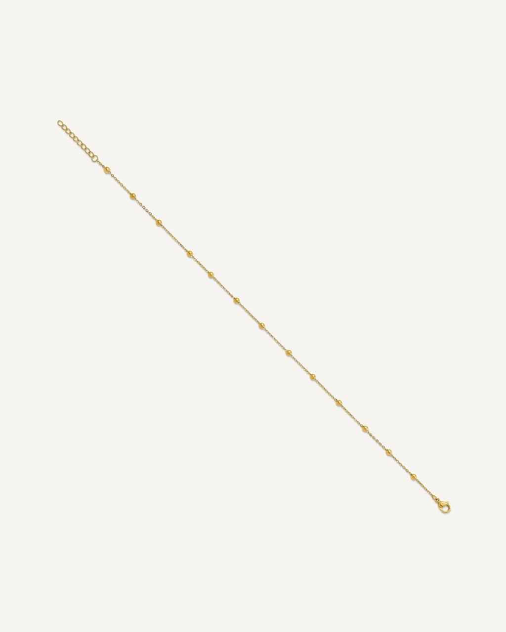 Chisel Stainless Steel Polished Yellow IP-plated Beaded 9.5 inch Anklet Plus 1 inch Extension – View 2