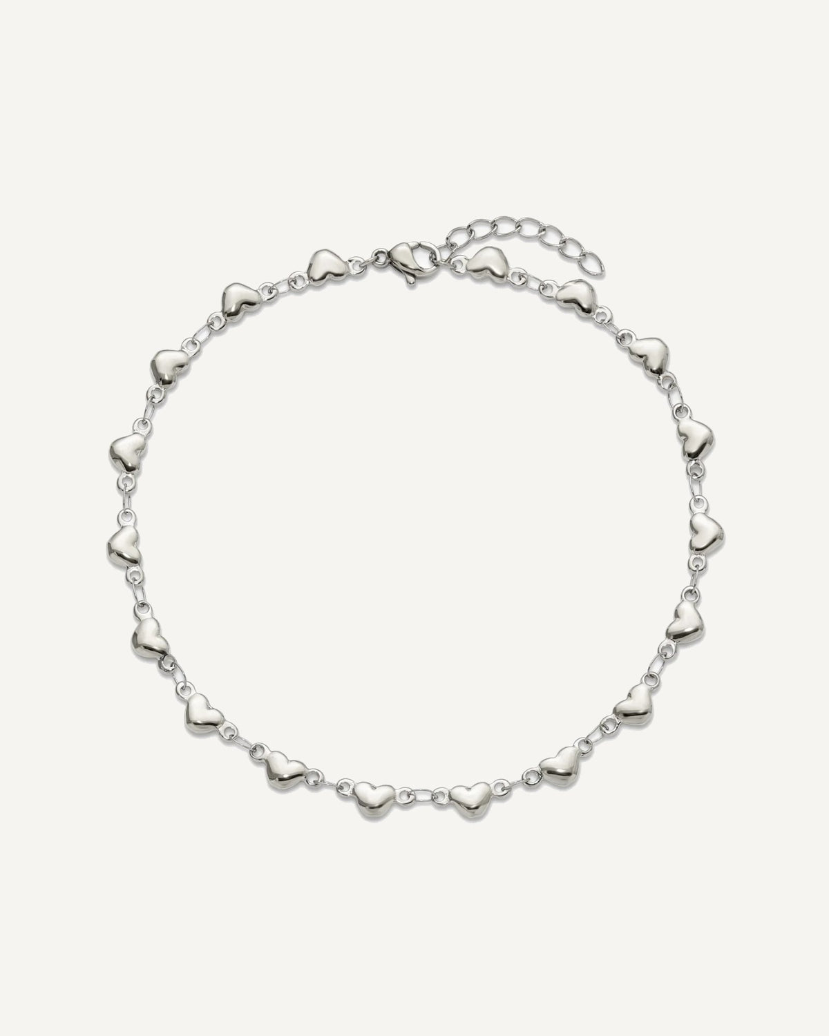 Chisel Stainless Steel Polished Hearts 9 inch Anklet Plus 1 inch Extension – View 4