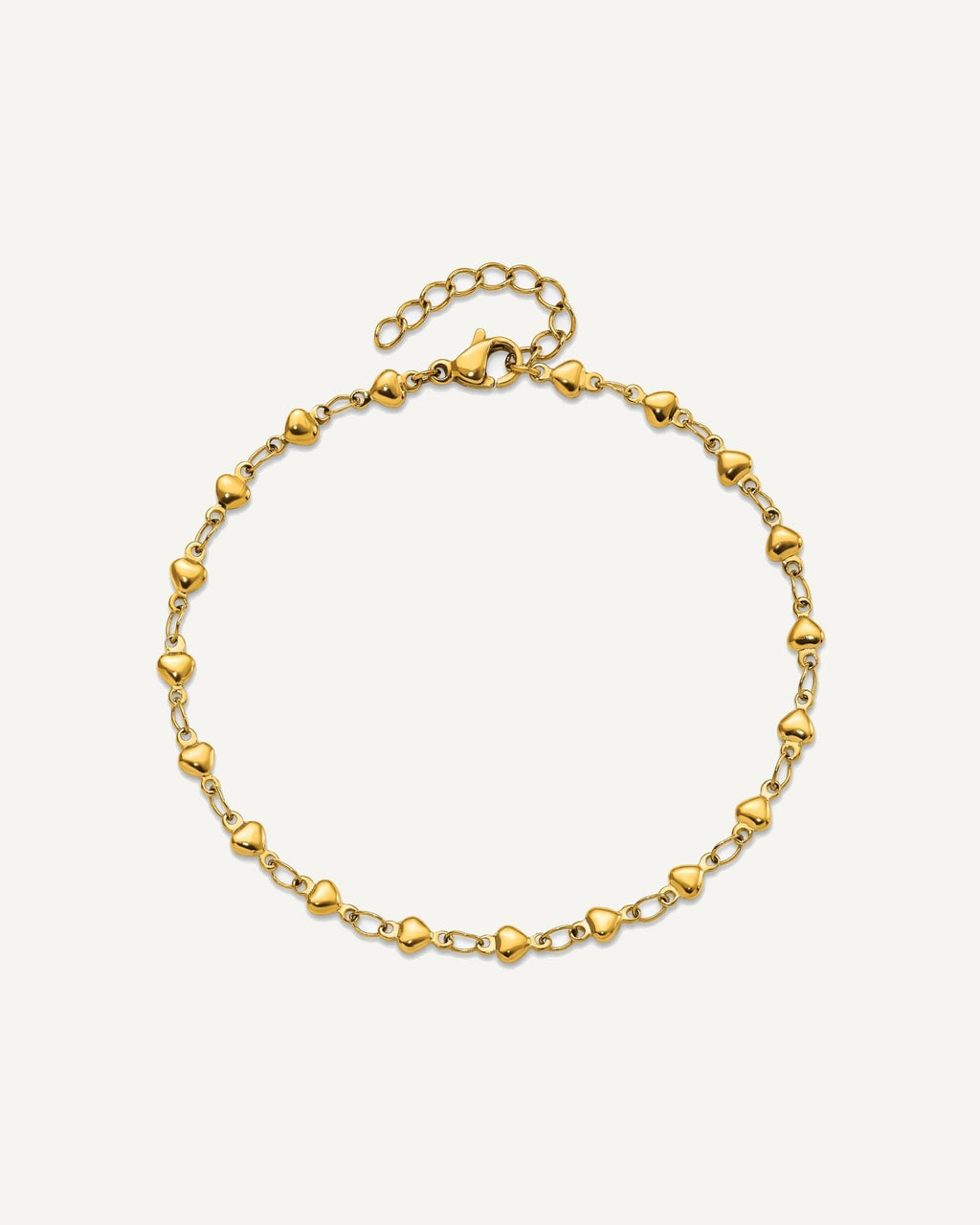 Chisel Stainless Steel Polished Yellow IP-plated Hearts 9 inch Anklet Plus 1 inch Extension – View 3