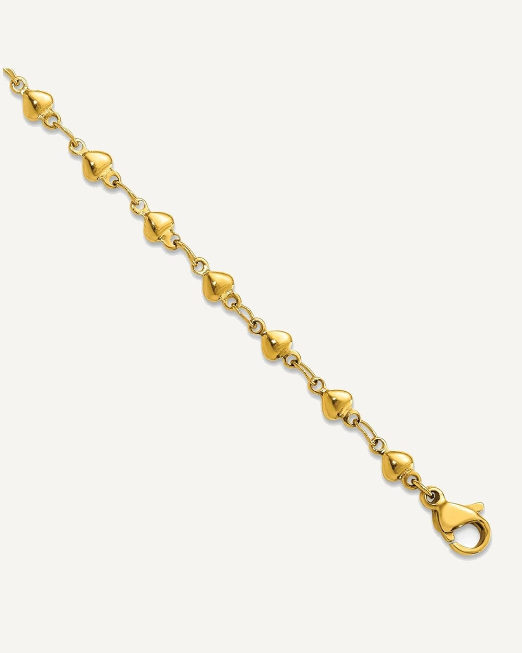 Chisel Stainless Steel Polished Yellow IP-plated Hearts 9 inch Anklet Plus 1 inch Extension – View 1