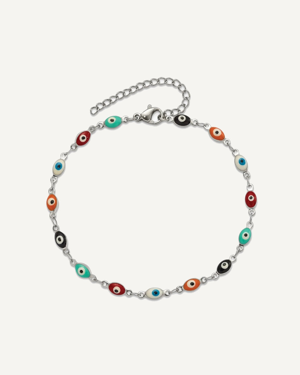 Chisel Stainless Steel Polished Enameled Eyes 9 inch Anklet Plus 1 inch Extension – View 3