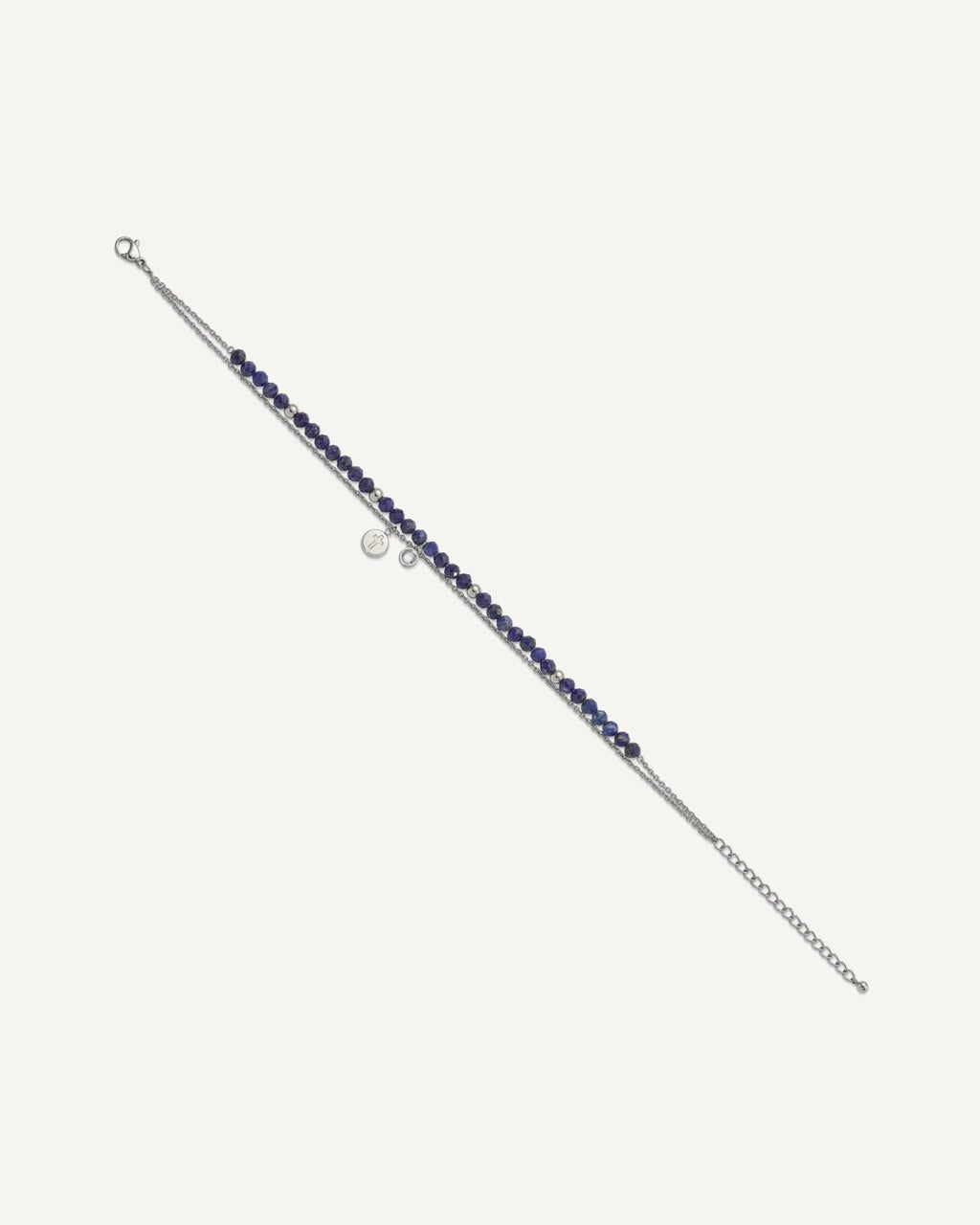 Chisel Stainless Steel Polished 2-Strand Lapis and Crystal Cross 9 inch Anklet Plus 2 inch Extension – View 2