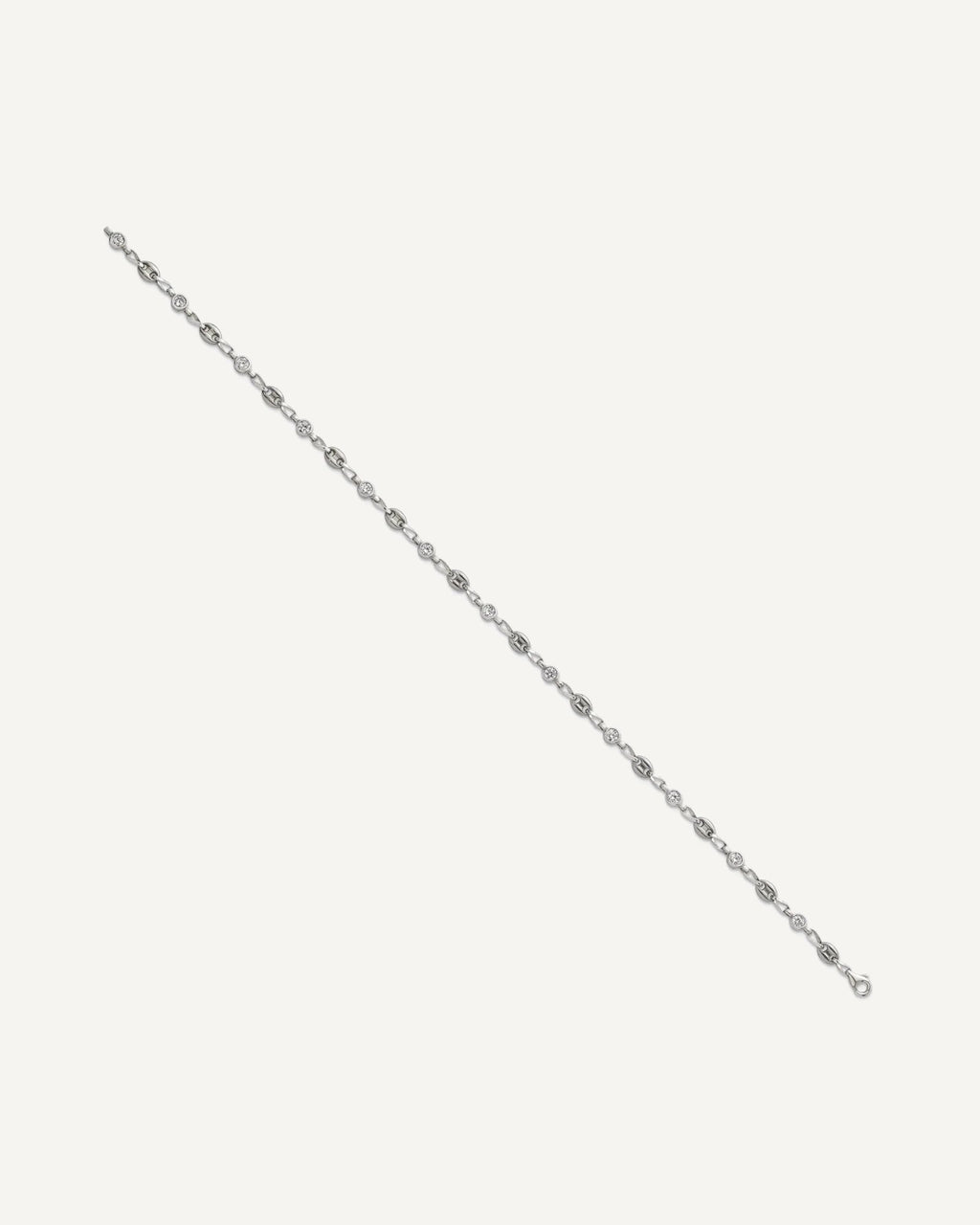 Chisel Stainless Steel with Sterling Silver Polished with White CZ 10.25 inch Anchor Link Anklet – View 2
