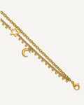 Chisel Stainless Steel Polished Yellow IP-plated Moon and Stars Two-Strand 9.75 inch Anklet Plus 2 inch Extension – View 1