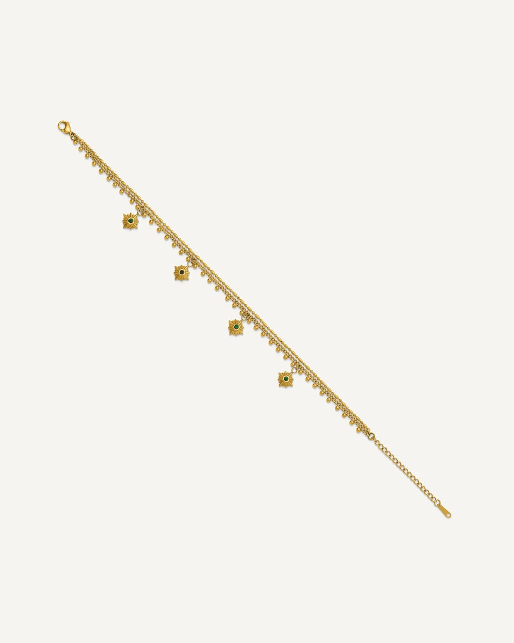 Chisel Stainless Steel Polished Yellow-plated with Imitation Malachite Suns 9.75 inch Anklet Plus 2 inch Extension – View 2