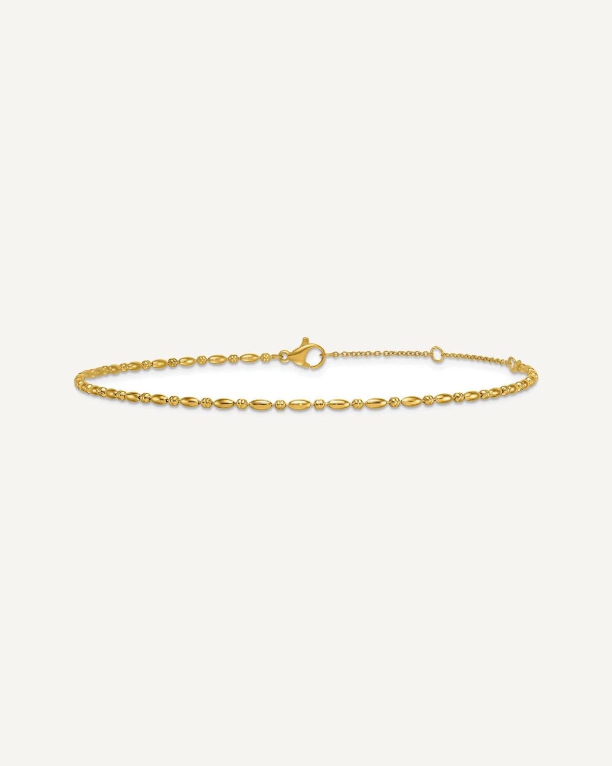 Chisel Stainless Steel Polished Yellow IP-plated 2mm Beaded 9 inch Anklet Plus 2 inch Extension – View 3