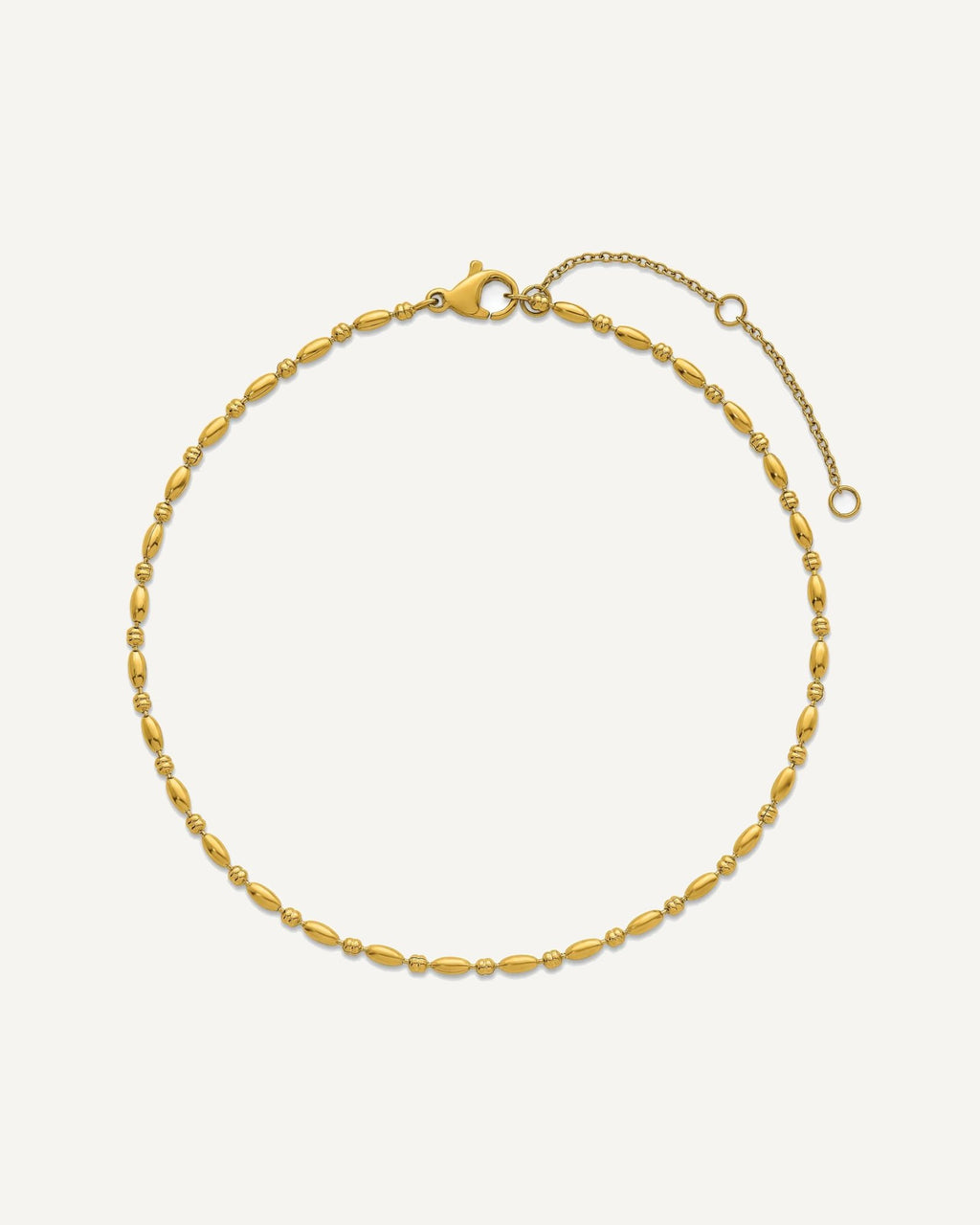 Chisel Stainless Steel Polished Yellow IP-plated 2mm Beaded 9 inch Anklet Plus 2 inch Extension – View 4
