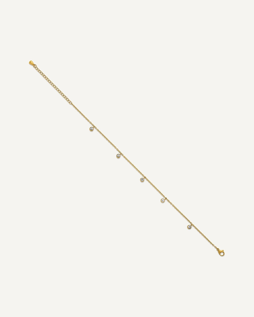 Chisel Stainless Steel Polished Yellow IP-plated with Crystal Dangles 8.25 inch Anklet with 2 inch Extension – View 2