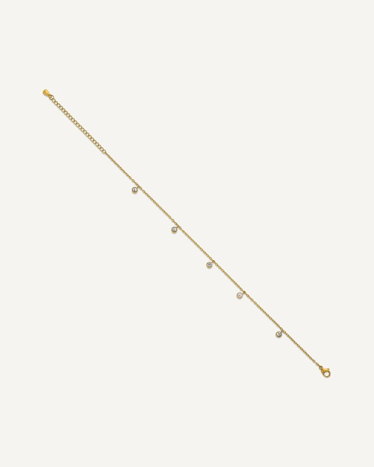 Chisel Stainless Steel Polished Yellow IP-plated with Crystal Dangles 8.25 inch Anklet with 2 inch Extension – View 2