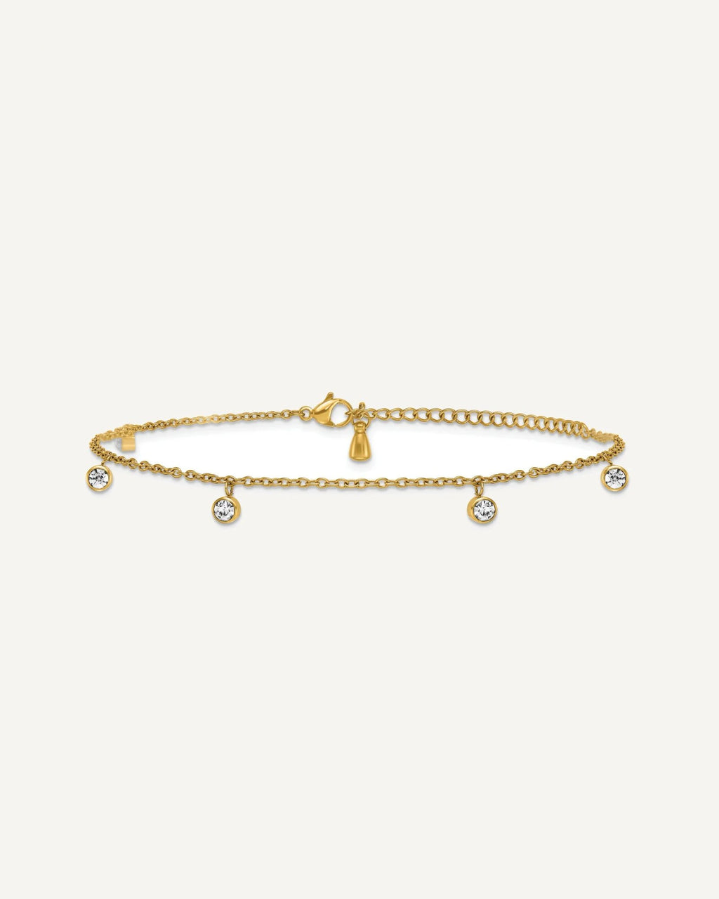Chisel Stainless Steel Polished Yellow IP-plated with Crystal Dangles 8.25 inch Anklet with 2 inch Extension – View 3