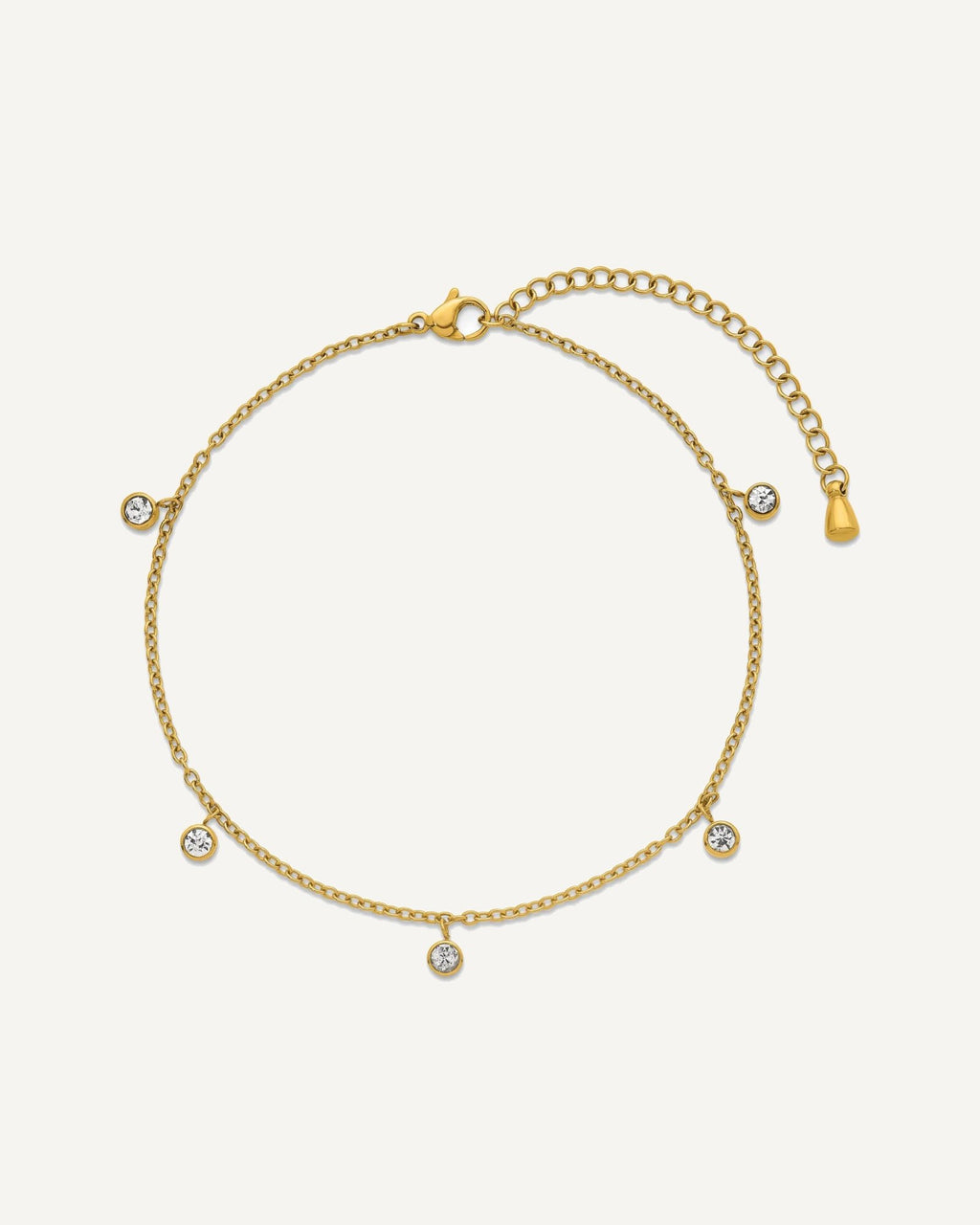 Chisel Stainless Steel Polished Yellow IP-plated with Crystal Dangles 8.25 inch Anklet with 2 inch Extension – View 4