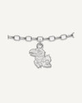 Sterling Silver Rhodium-plated LogoArt University of Kansas Jayhawk 9 inch Anklet – View 1