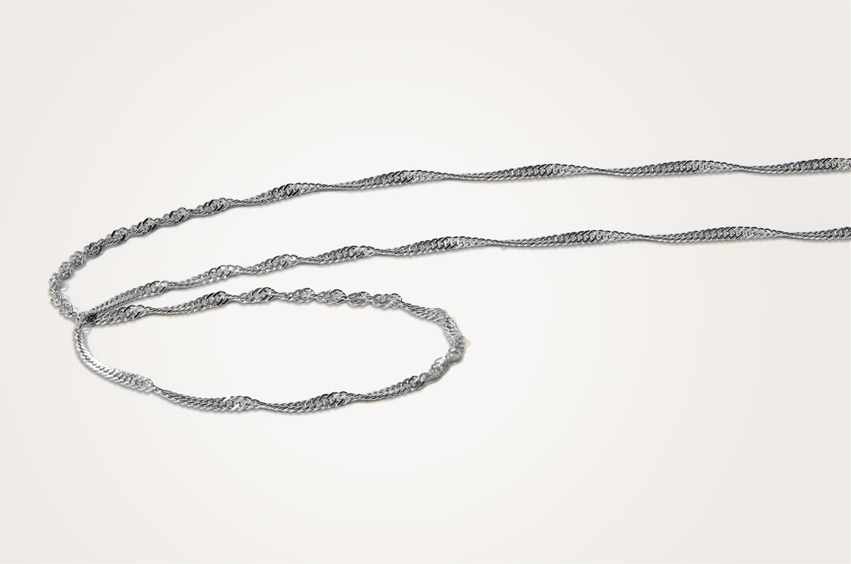 14K White Gold Singapore Chain