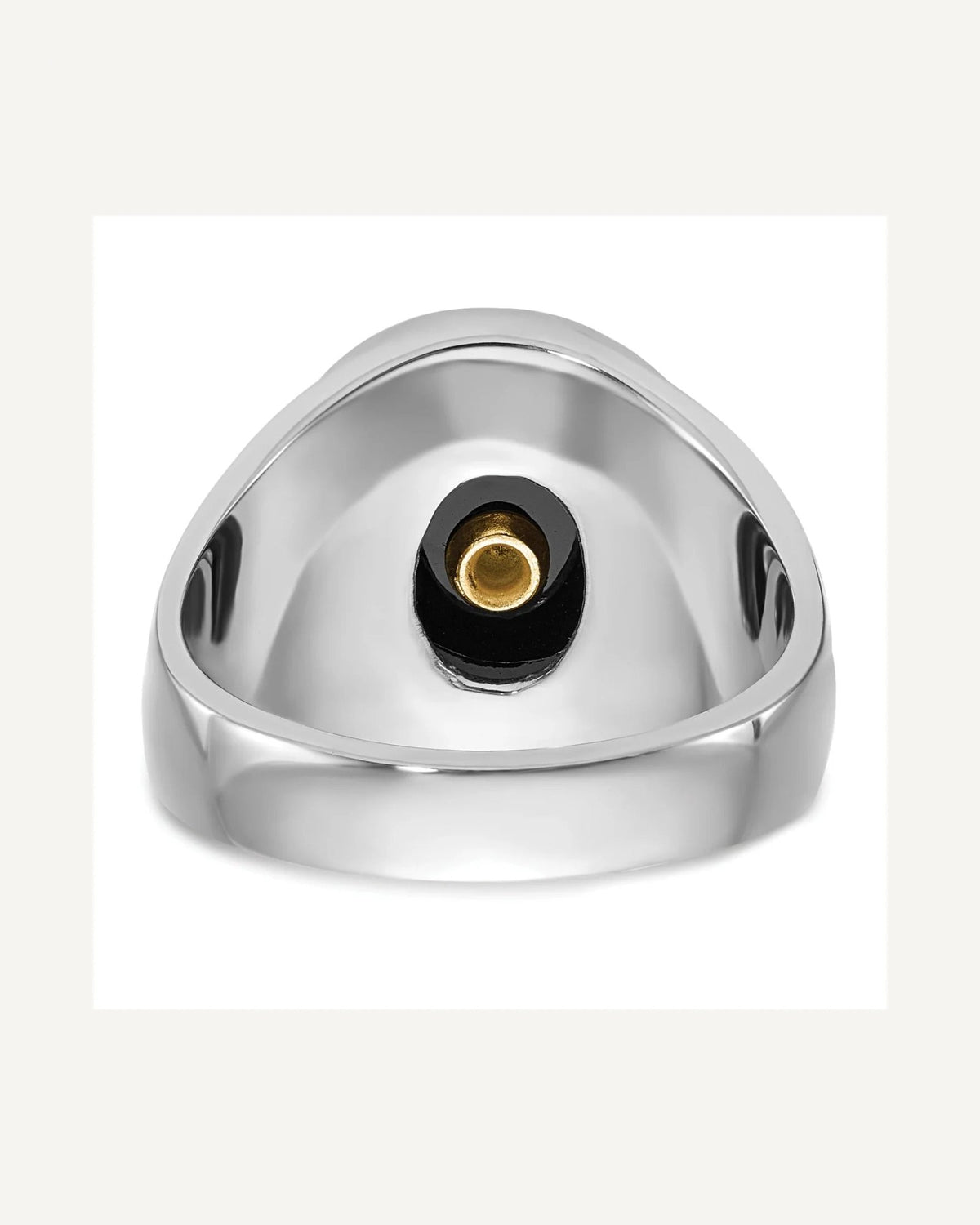 IB Goodman 14k White Gold Mens Polished/Antiqued and Textured with Oval Onyx Masonic Ring – View 6