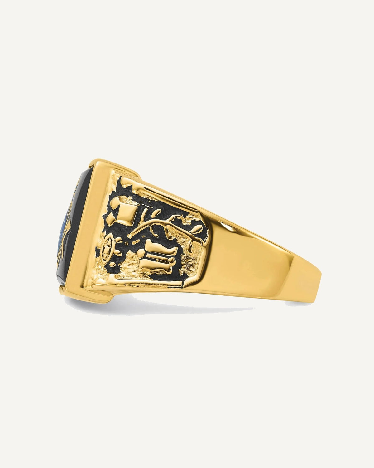 IB Goodman 14k Mens Polished and Textured with Black Enamel and Onyx Masonic Ring – View 4