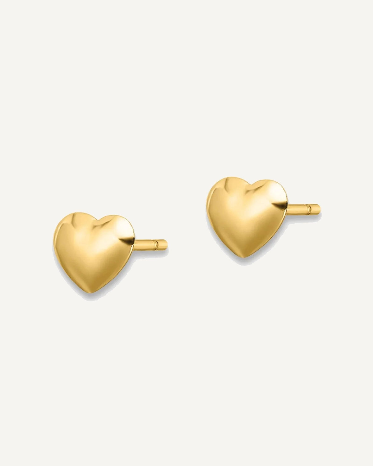 Gold Heart Post Earrings – View 2