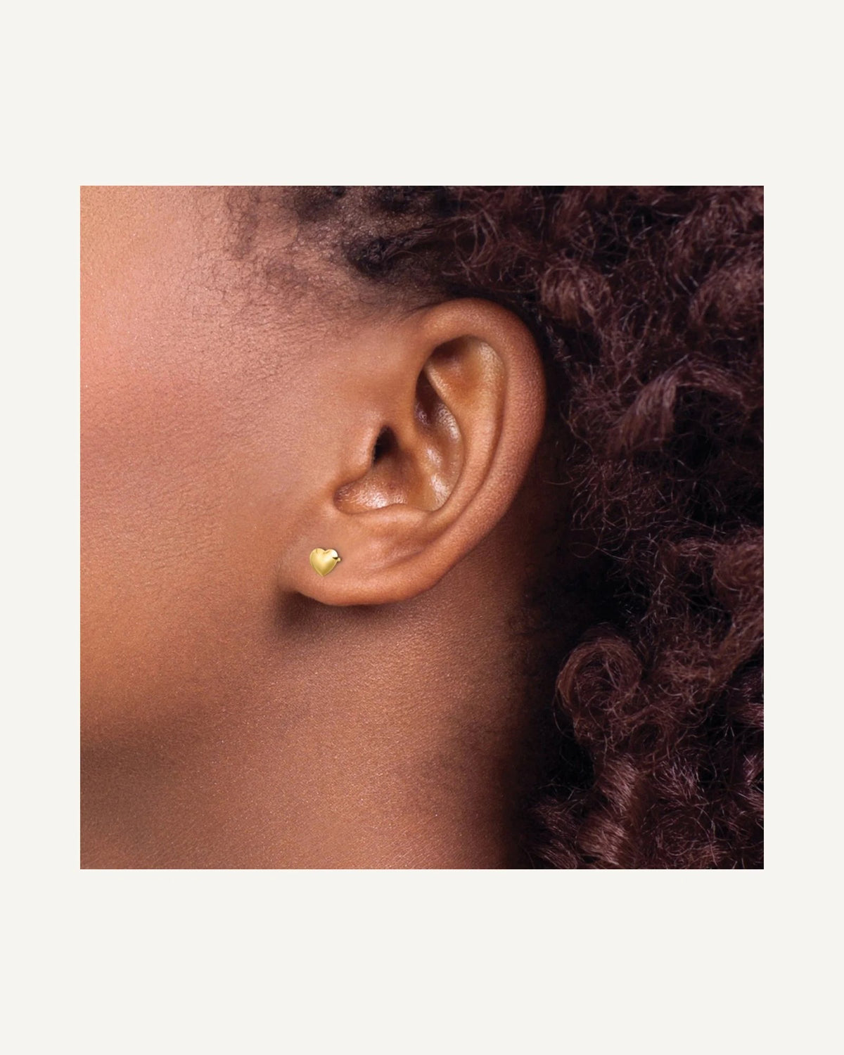 Gold Heart Post Earrings – View 3