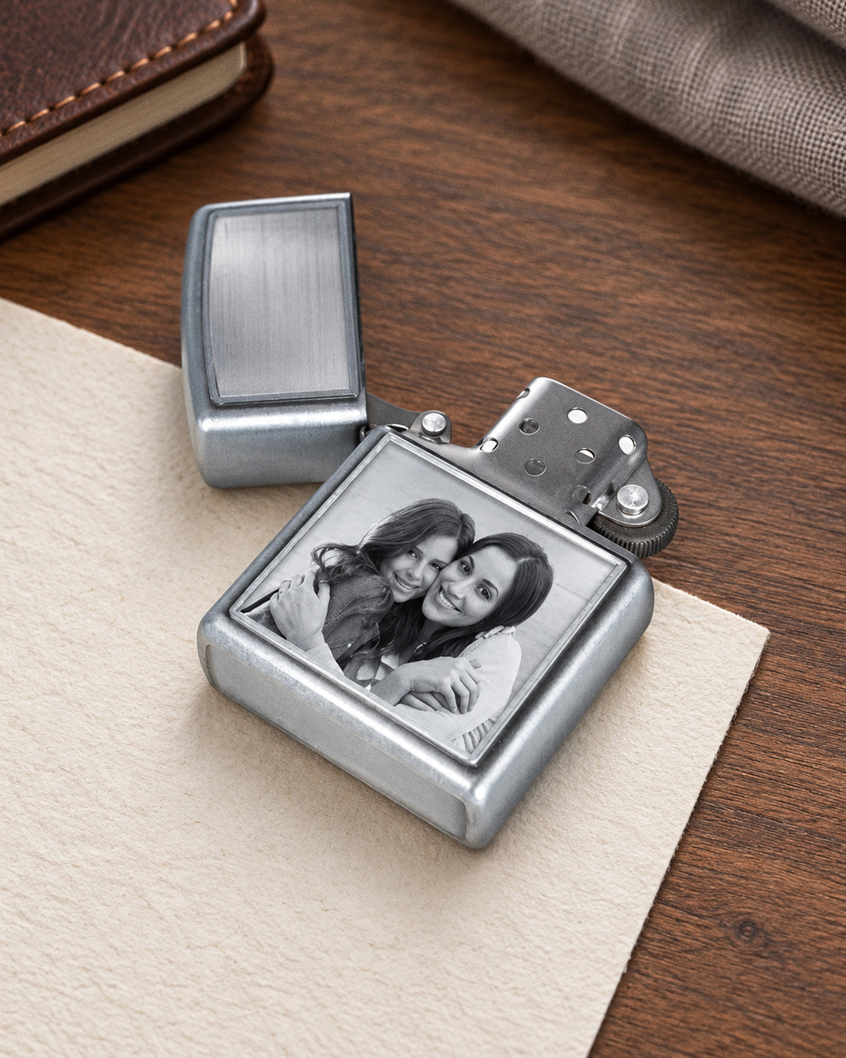 Zippo Style Laser Engravable Chrome Satin Lighter - lifestyle