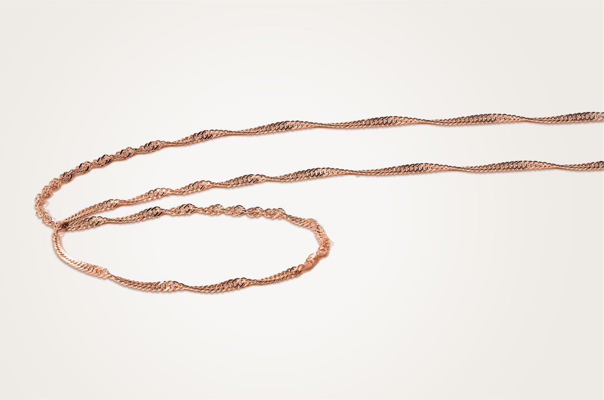 Rose Gold Plated Singapore Chain 20 inch