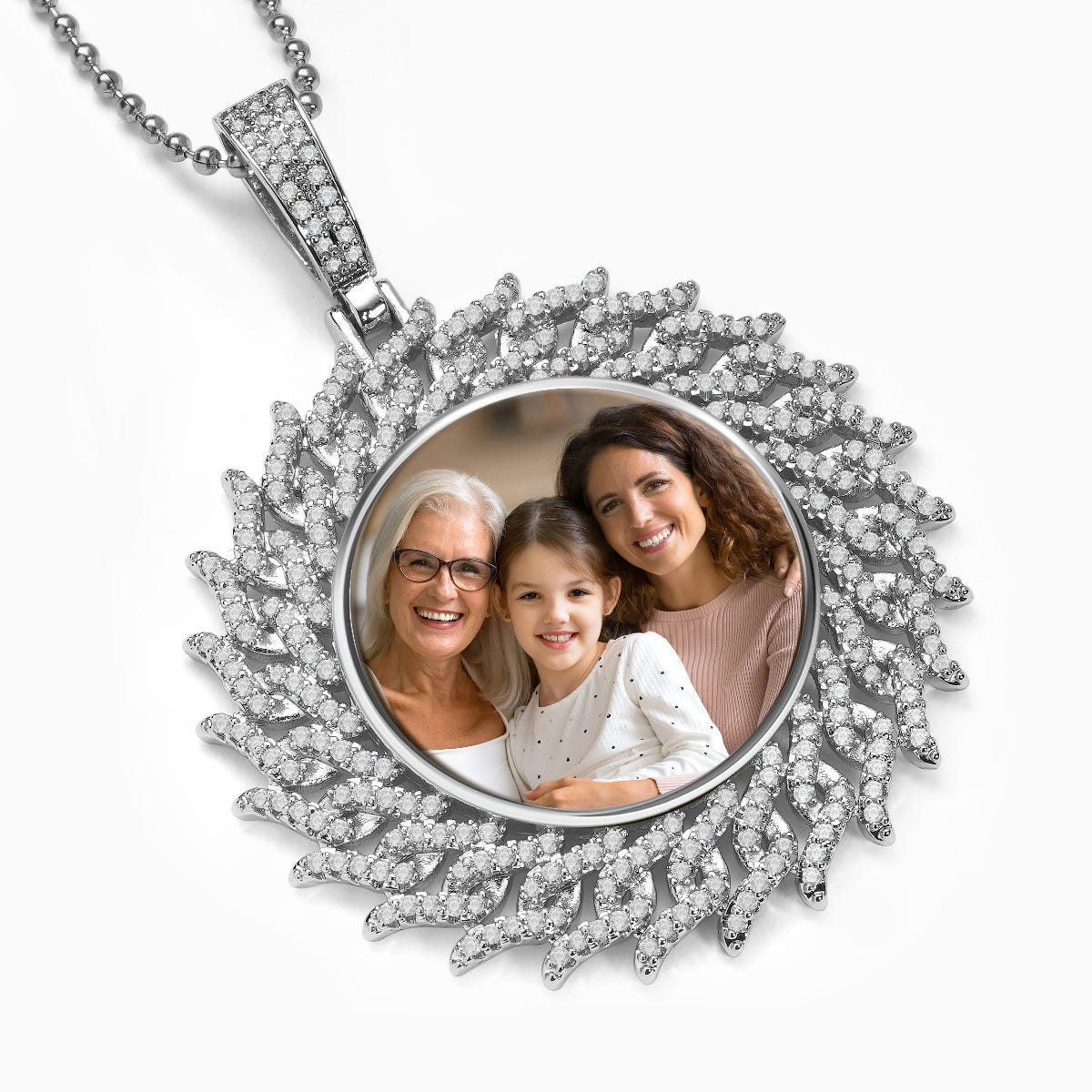 Crown of Thorns Photo Engraved Medium Cubic Zirconia Pendant