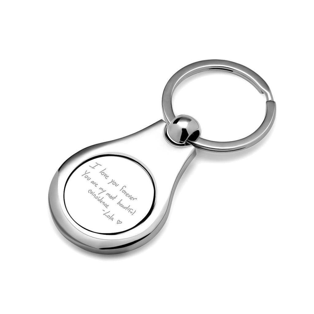 Stainless Steel Personalized Handwriting Round Keychain