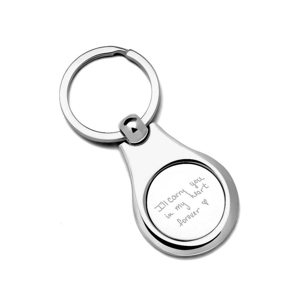 Stainless Steel Personalized Handwriting Round Keychain