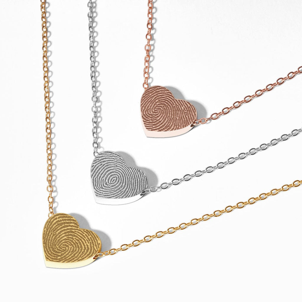 Custom Fingerprint Stainless Steel Heart Necklace