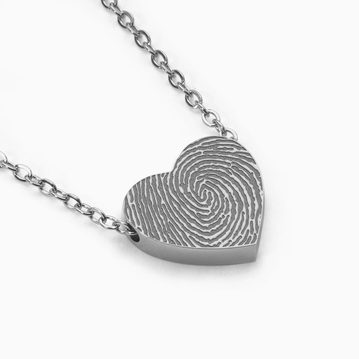 Custom Fingerprint Stainless Steel Heart Necklace