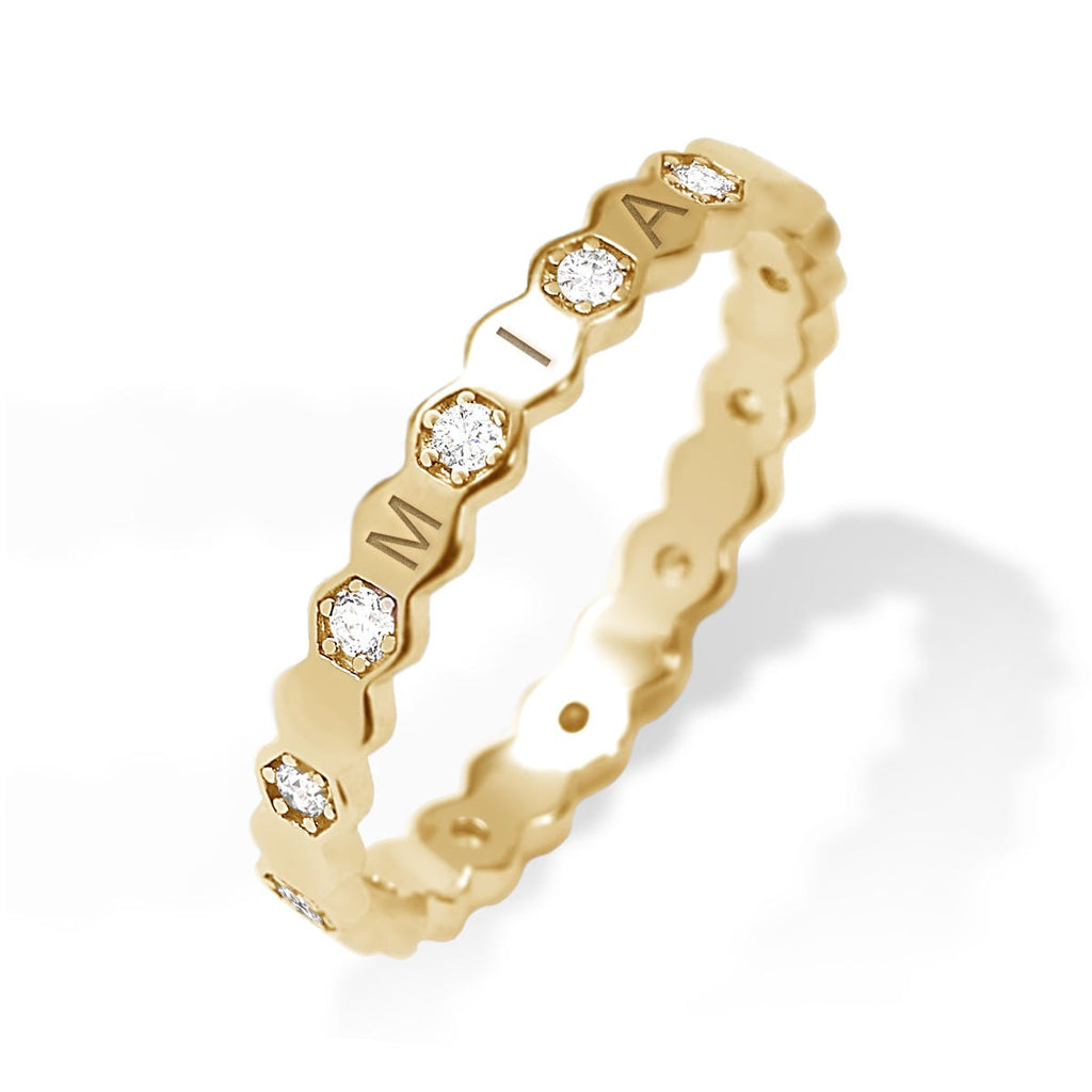 Hexagon Shaped Band With Initials and CZs