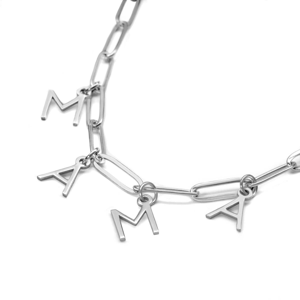 Mama Initial Paperclip Necklace