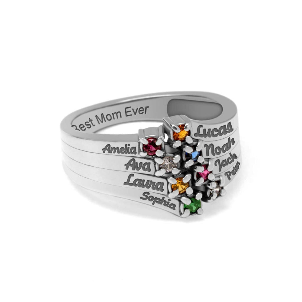 8 Birthstone Wave Ring