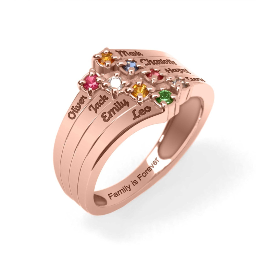 8 Birthstone Wave Ring