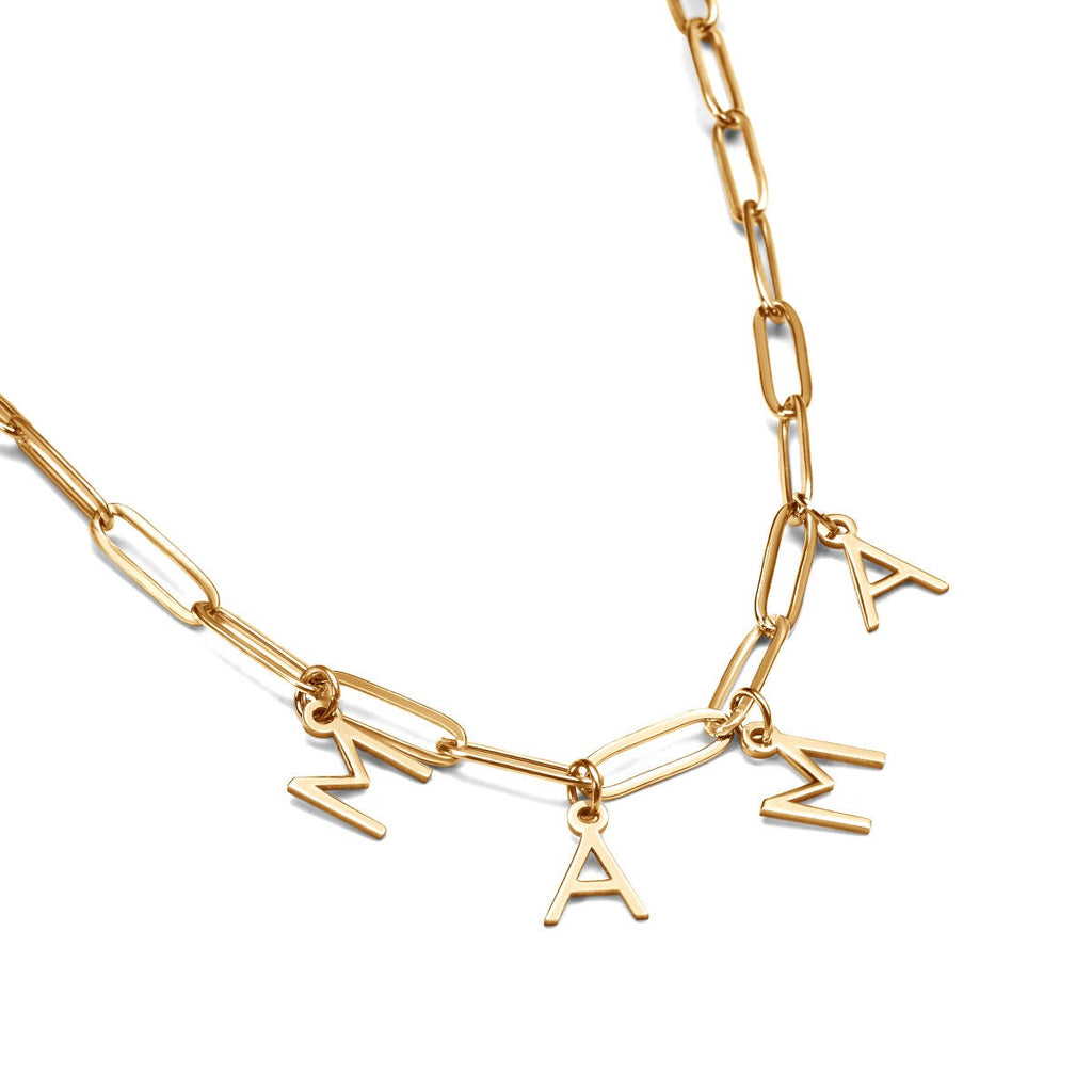 Mama Initial Paperclip Necklace