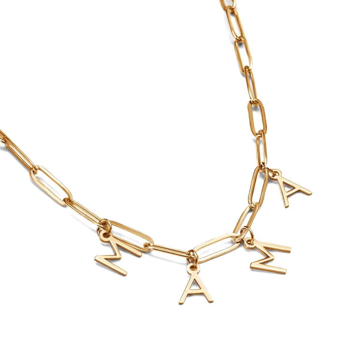 Mama Initial Paperclip Necklace