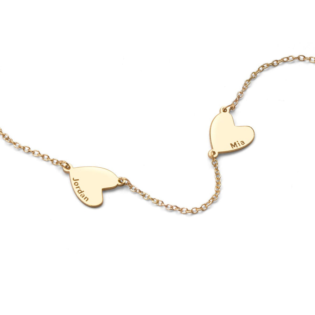 Multiple Heart Charm Necklace With Names