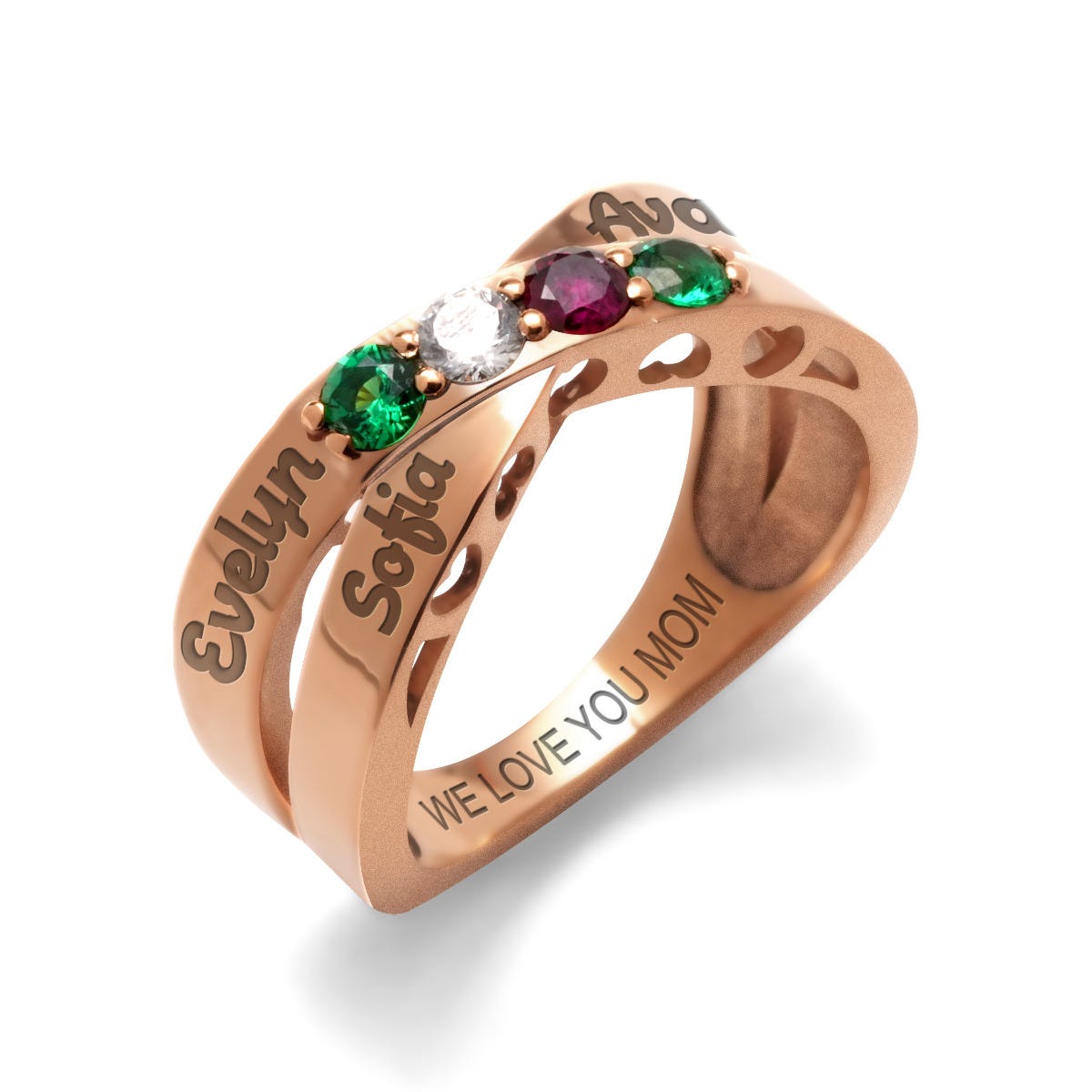 Across My Heart 4-Stone Mother's Ring