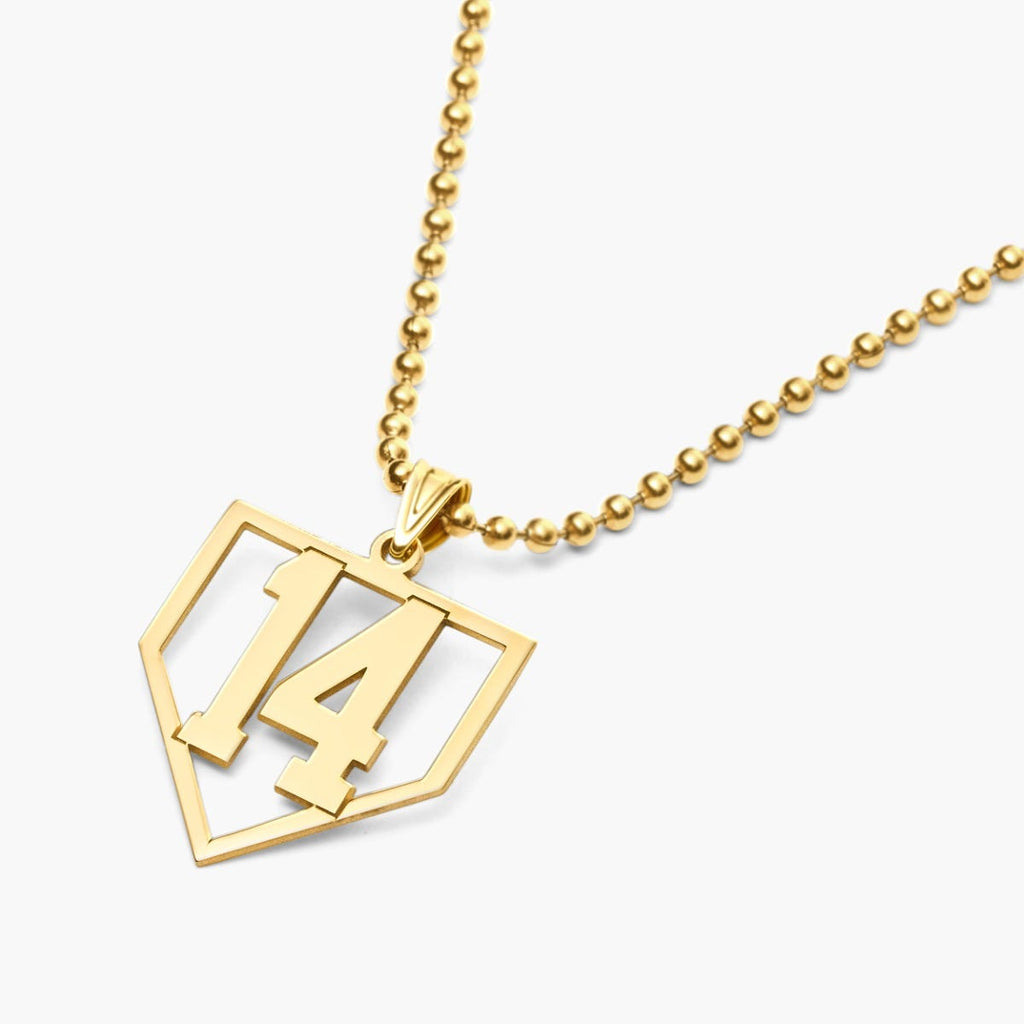 Personalized Baseball Homeplate Cut-Out with Number Pendant or Charm