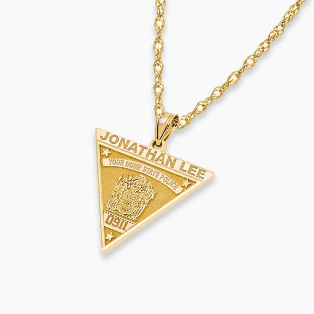 Personalized Triangle Shape State Police Badge with Your Name & Badge Number